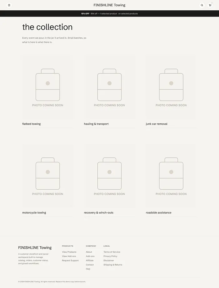 The Candlz site we built, top to bottom